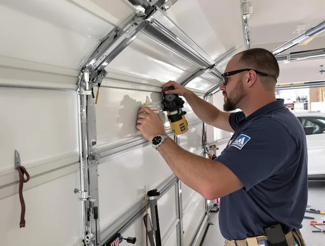 Waxhaw Garage Door Repair technician quieting a noisy garage door in Waxhaw