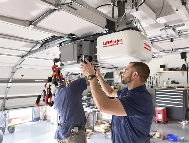 Waxhaw Garage Door Repair technician performing advanced diagnostics on garage opener in Waxhaw