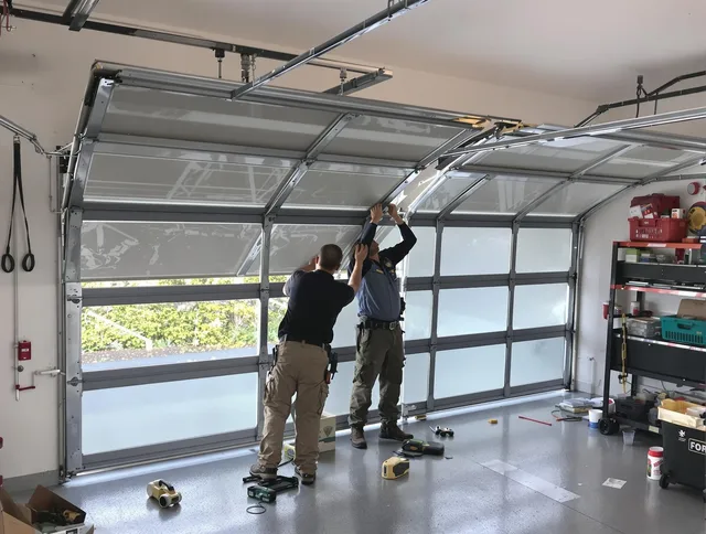 Waxhaw Garage Door Repair expert performing precise panel replacement on Waxhaw garage door